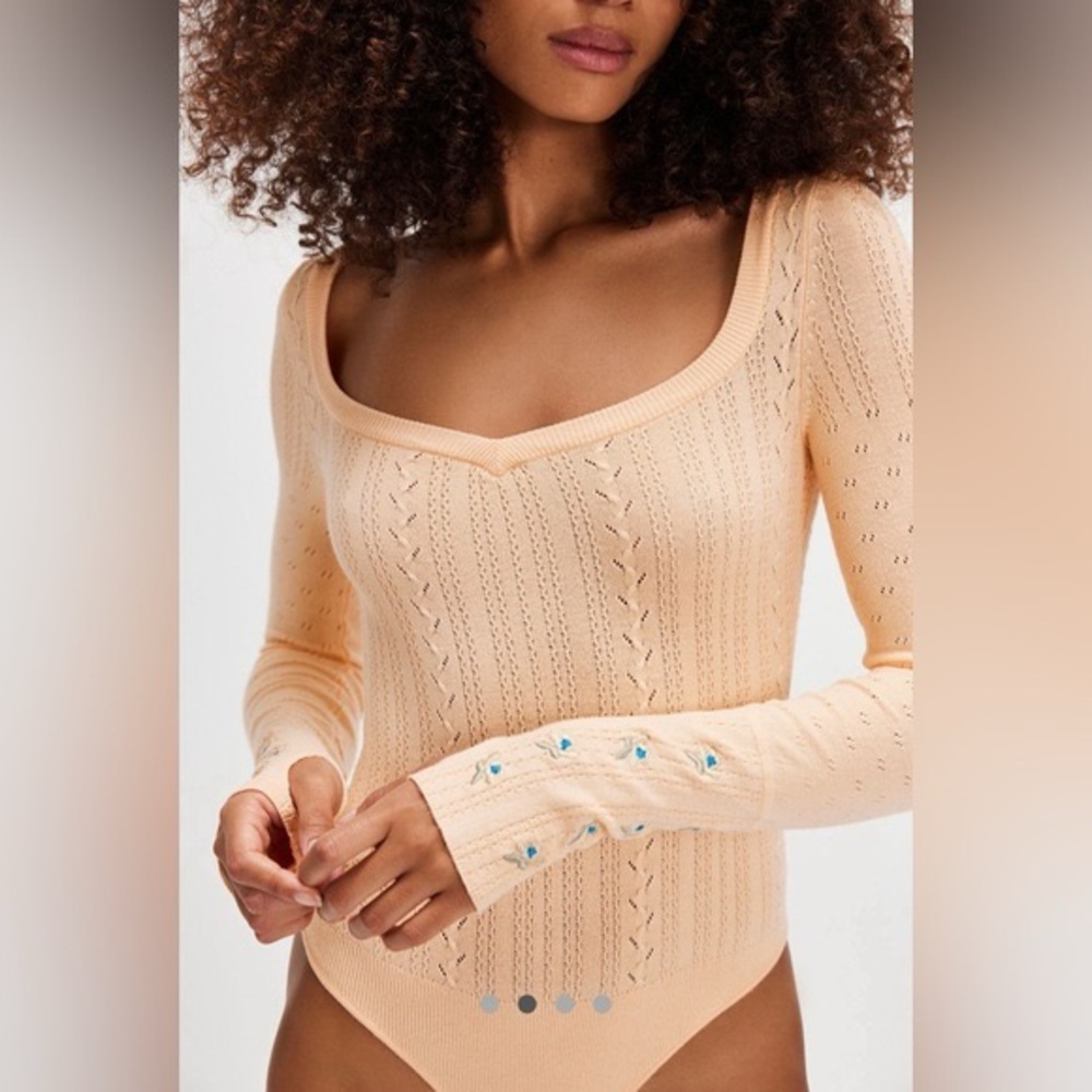 Free People Intimately Free bodysuit Dreamer Orange Sherbert Combo medium M NWT